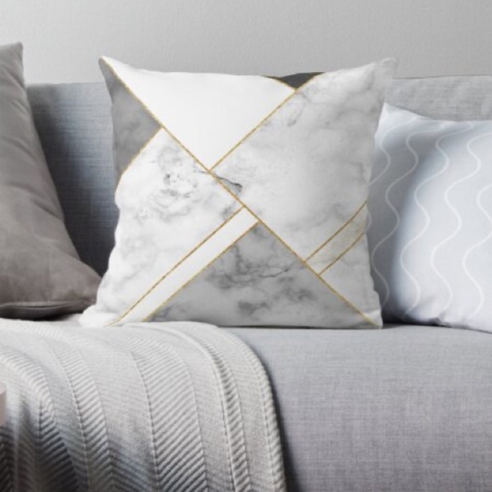 Marble Throw Pillow Case Covers Contemporary Geometric Stripes Print Sofa Couch